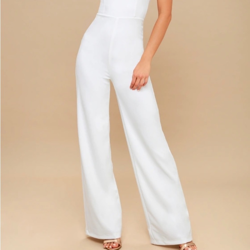 Lulu's White Square Neck Wide-Leg Jumpsuit - Picture 9 of 12